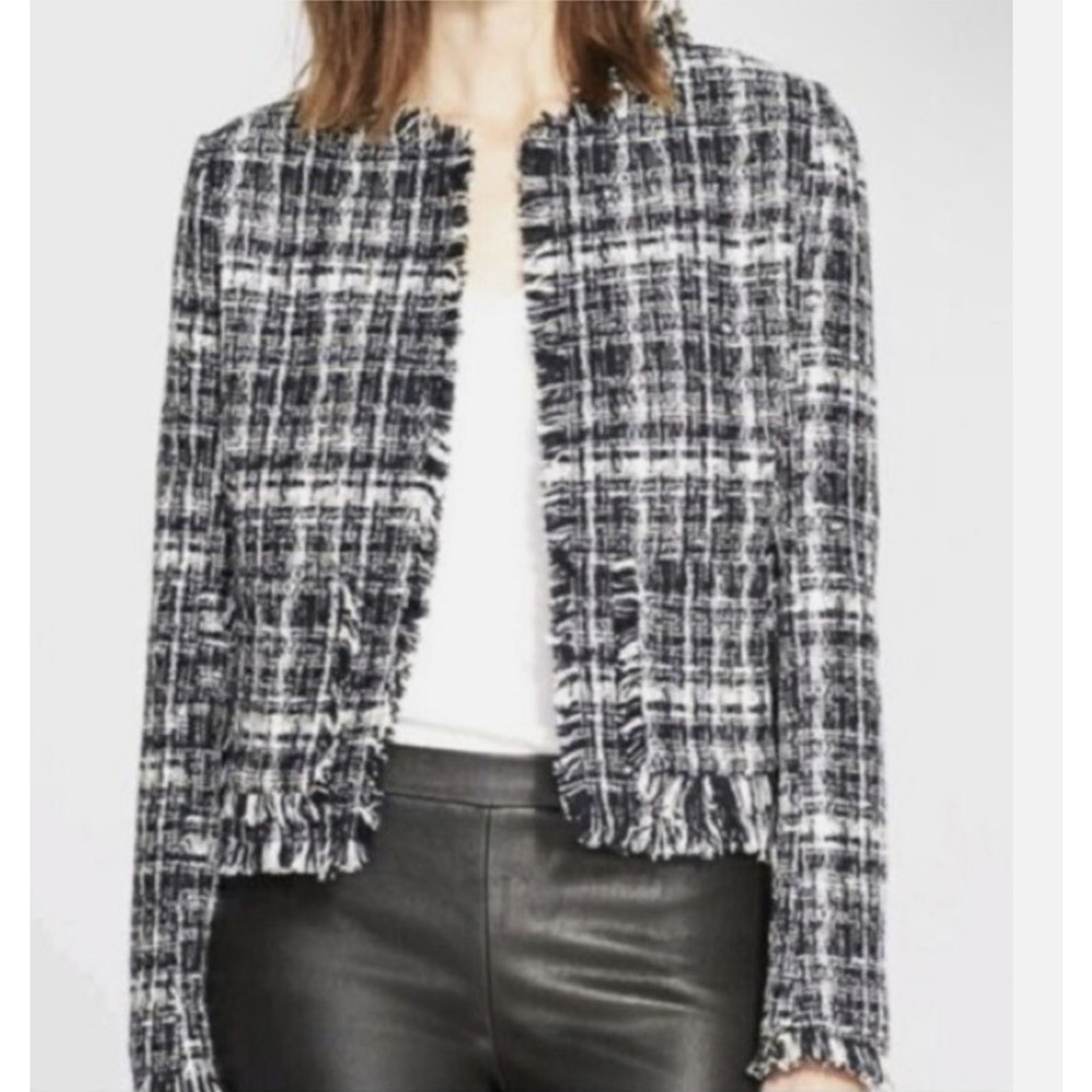 New $98.00 TRUTH BY REPUBLIC Nordstrom Womens 10 Black Tweed Quiet Luxury Blazer